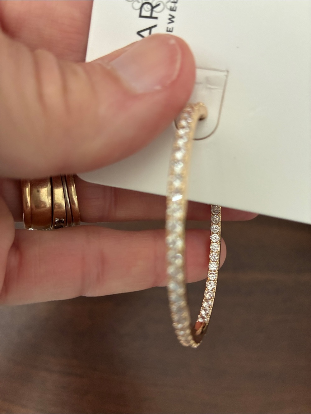 Park Lane Gold Crystal Oval Hoop Earrings - Picture 4 of 5